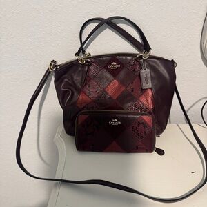Coach Burgundy and Red Snake Print Bag